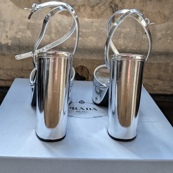 Prada Metallic Platform Sandals, silver size 39 - Picture 3 of 6